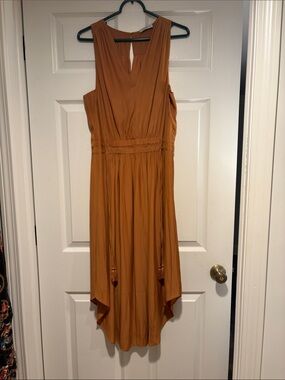 Ramy Brook Rust Asymmetrical V-Neck Dress